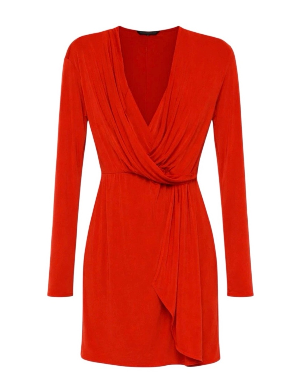 Victoria's Secret Red Long-Sleeve Draped Wrap Dress
